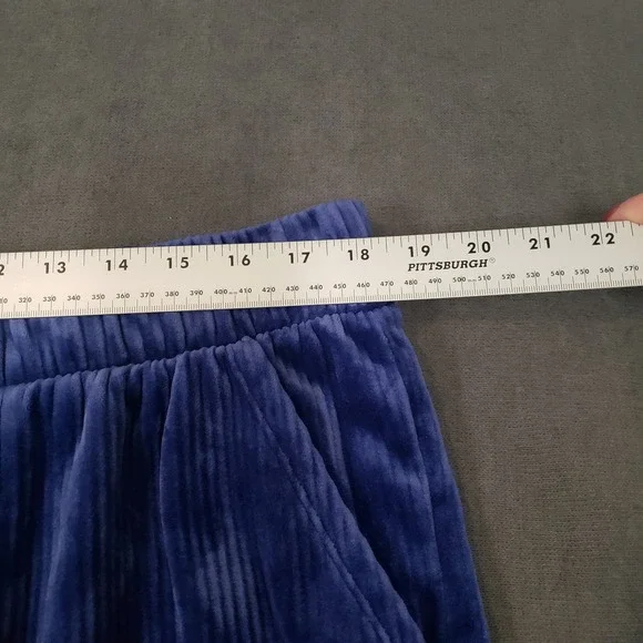 Time and Tru Velour Wide Leg Pants Womens XXL Blue Ribbed Flare Lounge Pockets - Picture 8 of 9